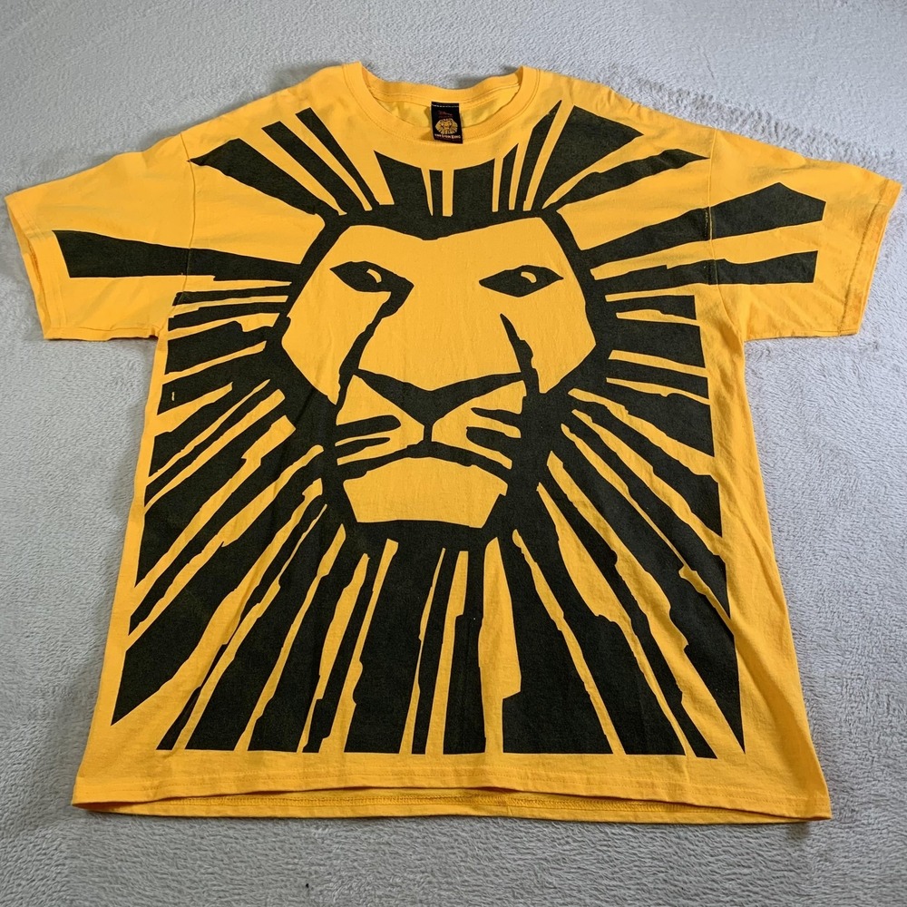 Vintage Disney The Lion King Shirt Mens XL Yellow Broadway Musical Big Face‎